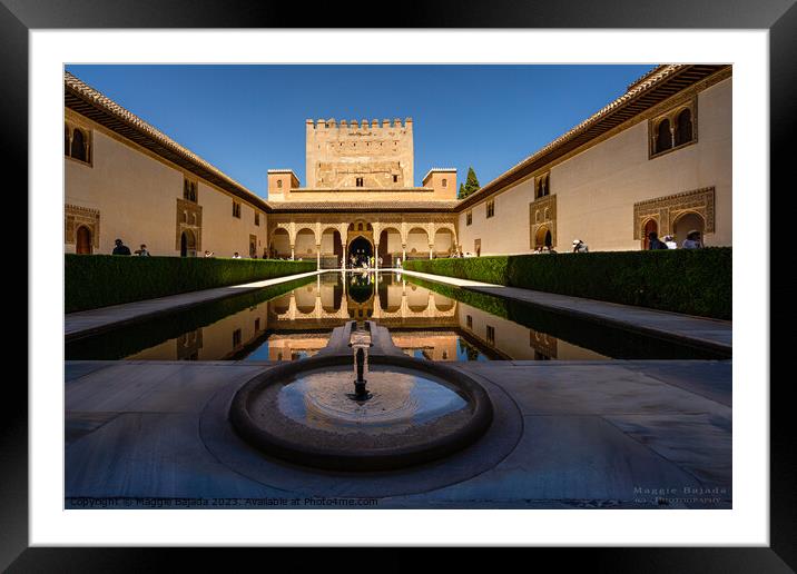 Architecture of the Palace of Alhambra in Granada Spain. Framed Mounted Print by Maggie Bajada