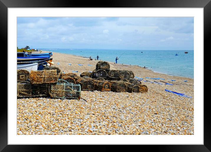 Selsey Bill Beach Fishing Framed Mounted Print by Diana Mower