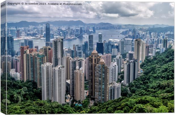 View from Victoria Peak, Hong Kong Canvas Print by Jo Sowden