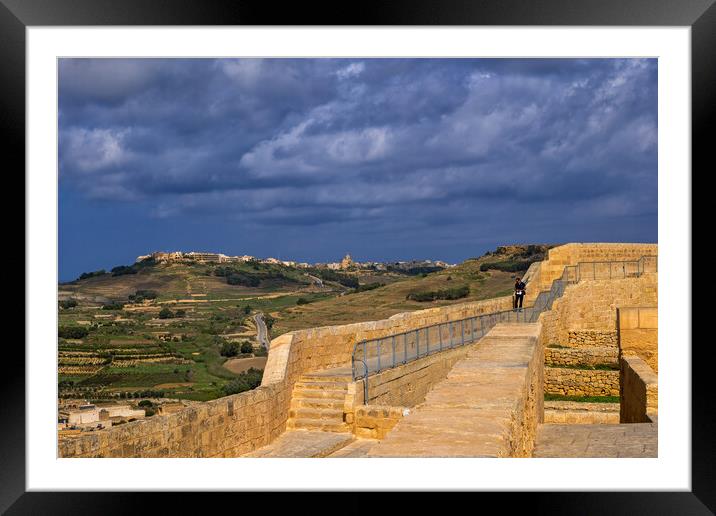 Countryside From Cittadella Walls In Gozo, Malta Framed Mounted Print by Artur Bogacki