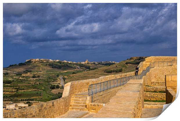 Countryside From Cittadella Walls In Gozo, Malta Print by Artur Bogacki