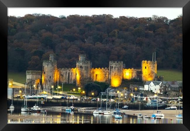 Conwy Castle at dusk Framed Print by Mark Chesters