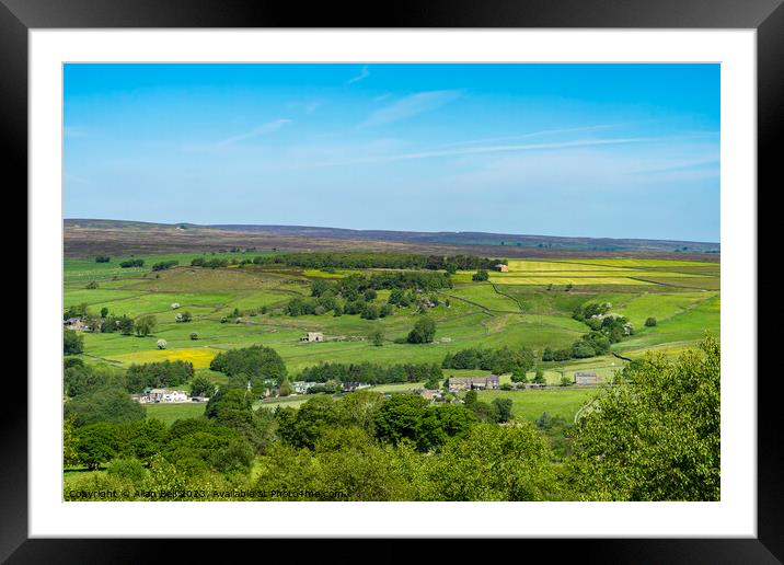 Yorkshire farmland on moors Framed Mounted Print by Allan Bell