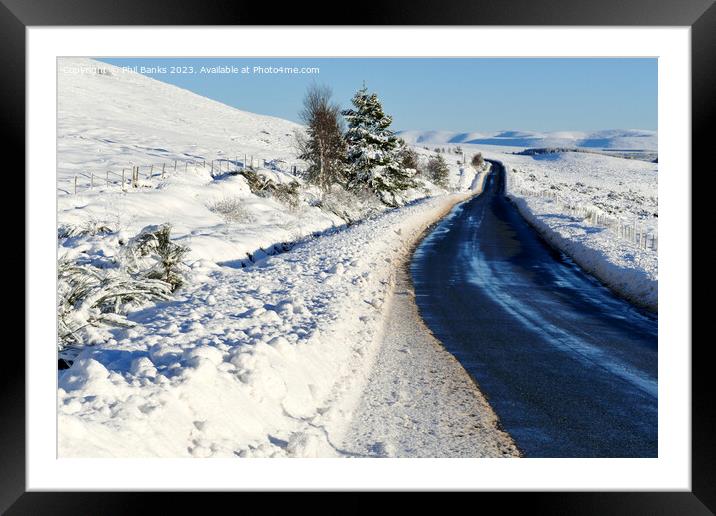 A939 Grantown on Spey to Tomintoul Road in winter Framed Mounted Print by Phil Banks