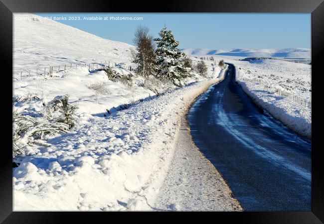 A939 Grantown on Spey to Tomintoul Road in winter Framed Print by Phil Banks