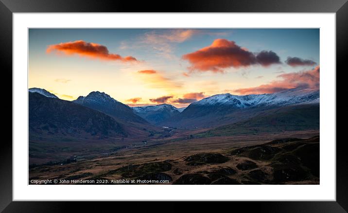 Ogwen valley panorama. Snowdonia. Framed Mounted Print by John Henderson