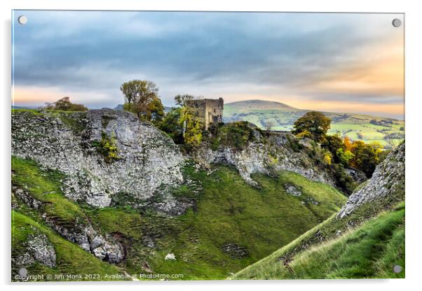 Peveril Castle at sunrise, Castleton Acrylic by Jim Monk