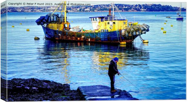 The Lone Fisherman  Canvas Print by Peter F Hunt