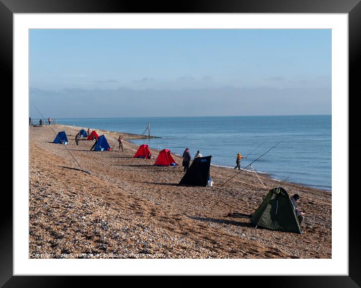 Sea Fishing on the Stade Beach in Hastings. Framed Mounted Print by Mark Ward