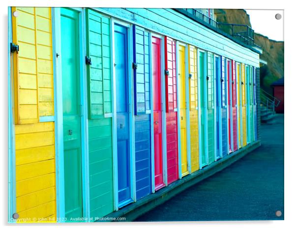 Colourful beach huts at Cromer,Norfolk, UK. Acrylic by john hill