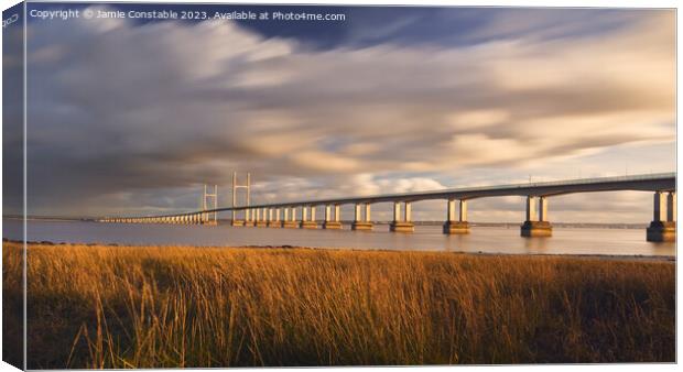 The Severn bridge at sunset Canvas Print by Jamie Constable