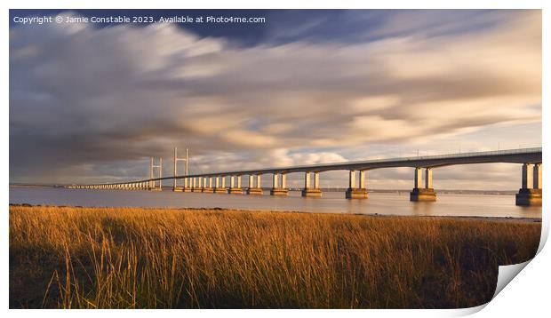 The Severn bridge at sunset Print by Jamie Constable