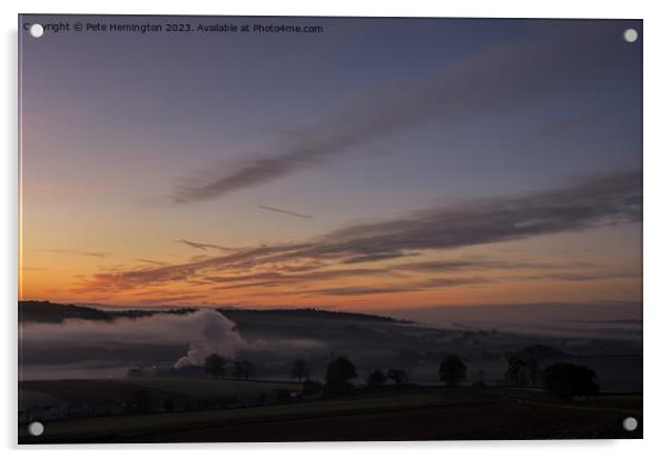 Dawn over the Culm valley Acrylic by Pete Hemington