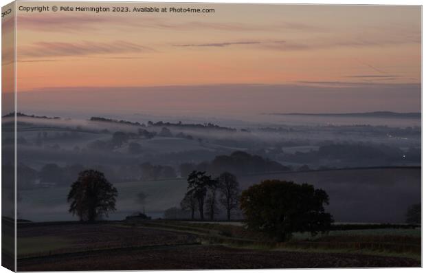 Dawn over Mid Devon Canvas Print by Pete Hemington
