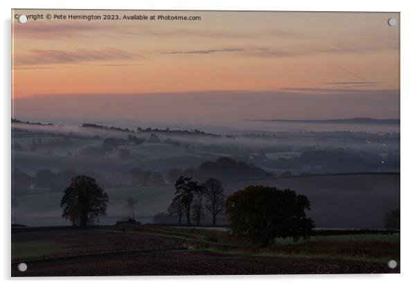 Dawn over Mid Devon Acrylic by Pete Hemington