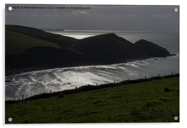 Cambeak and distant Tintagel Acrylic by Pete Hemington