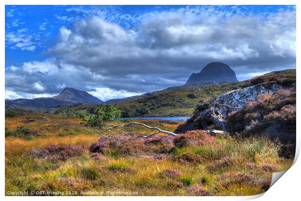 Suliven & Canisp Mountains Assynt Scotland At GlenCanisp Print by OBT imaging