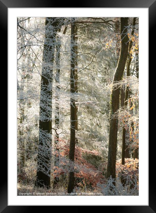 Woodland Hoar frost Framed Mounted Print by Simon Johnson