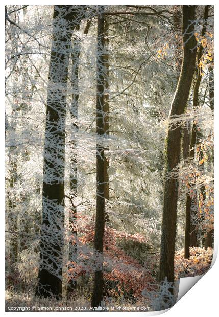 Woodland Hoar frost Print by Simon Johnson