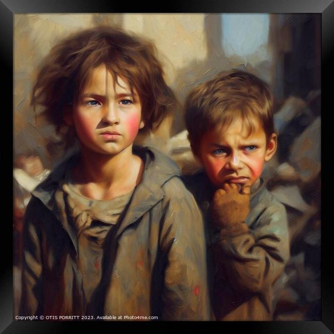 CHILDREN OF WAR (CIVIL WAR) SYRIA 8 Framed Print by OTIS PORRITT