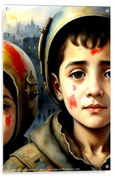 CHILDREN OF WAR (CIVIL WAR) SYRIA 14 Acrylic by OTIS PORRITT