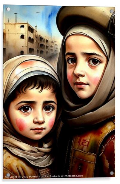 CHILDREN OF WAR (CIVIL WAR) SYRIA  Acrylic by OTIS PORRITT