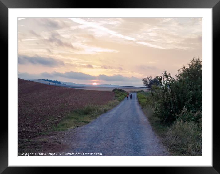 Early morning start - Villamayor de Monjardin Framed Mounted Print by Laszlo Konya