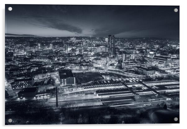 sheffield skyline in black and white Acrylic by Apollo Aerial Photography