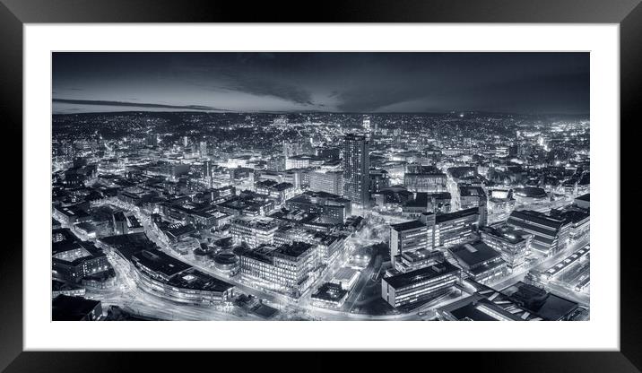 sheffield skyline black and white Framed Mounted Print by Apollo Aerial Photography
