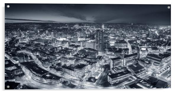 sheffield skyline black and white Acrylic by Apollo Aerial Photography