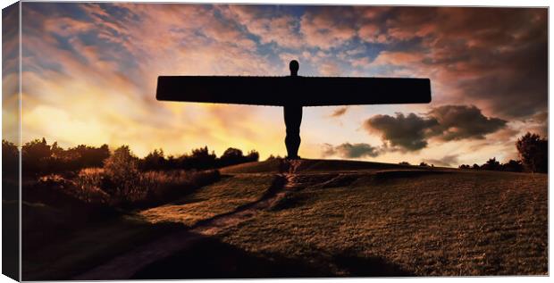 The Angel of the North is at the top of a hill, an Canvas Print by Guido Parmiggiani