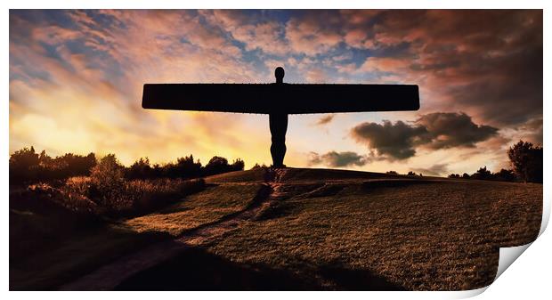 The Angel of the North is at the top of a hill, an Print by Guido Parmiggiani