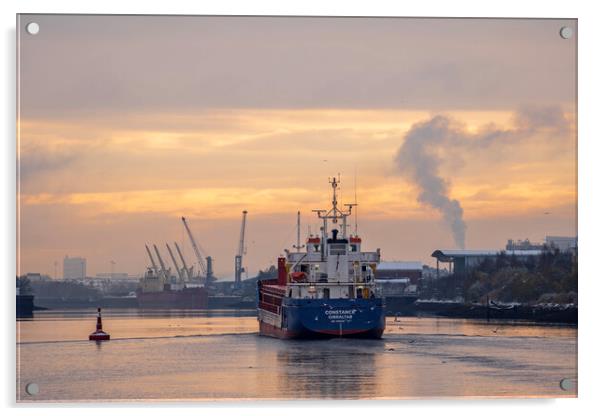 Cargo ship on the River Clyde, Glasgow Acrylic by Rich Fotografi 