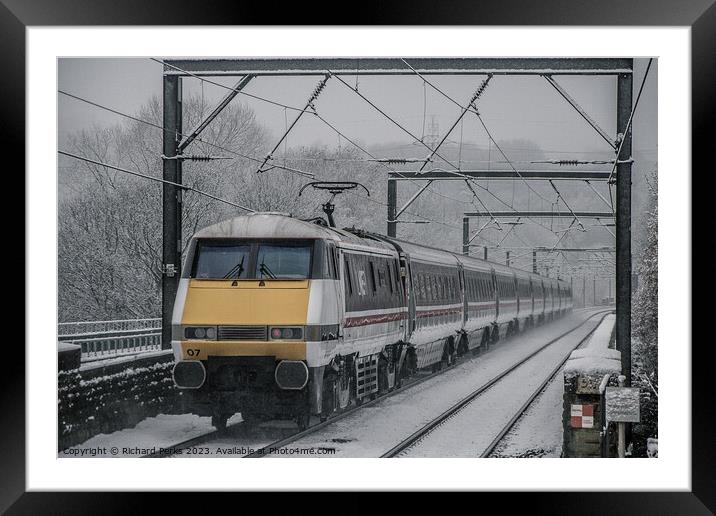 LNER heritage Train in the Snow Framed Mounted Print by Richard Perks