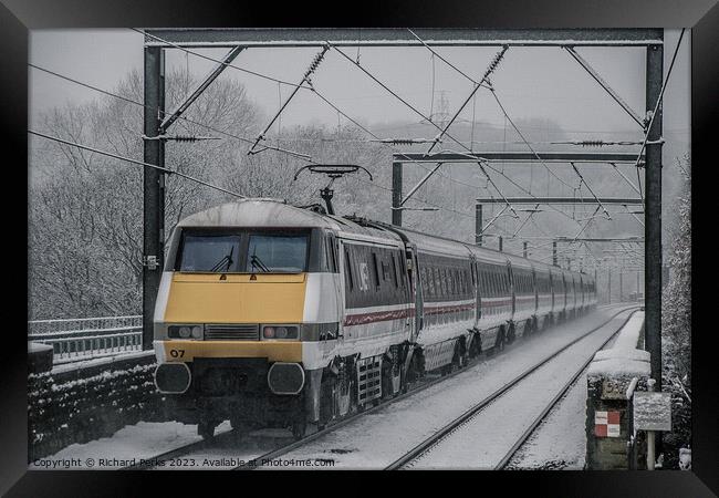 LNER heritage Train in the Snow Framed Print by Richard Perks
