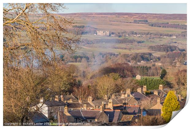 Autumn Light on West Burton and Castle Bolton, Wensleydale Print by Richard Laidler