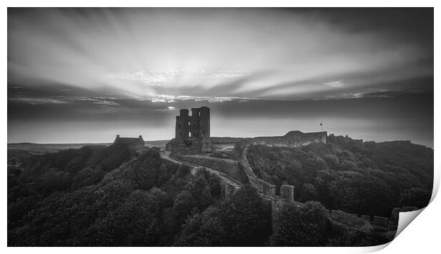 Scarborough Castle Black and White Print by Tim Hill