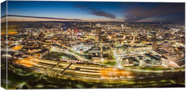 Sheffield Night Panorama Canvas Print by Apollo Aerial Photography