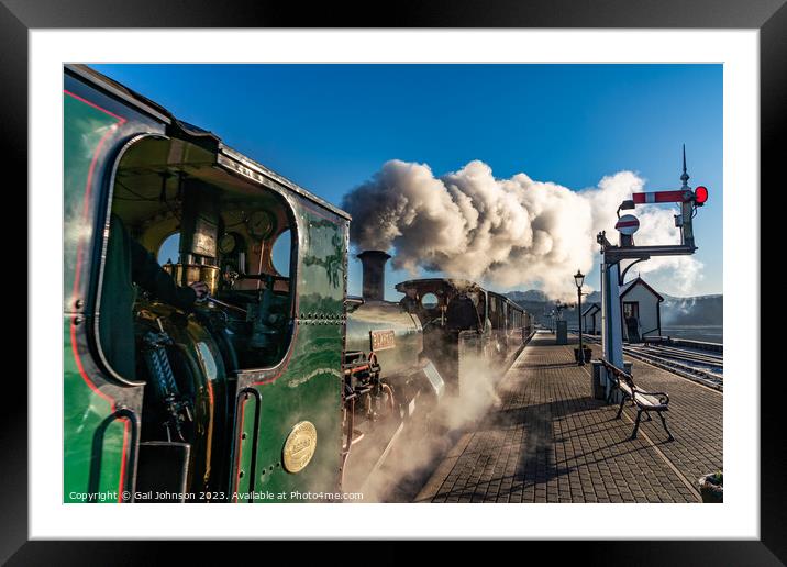 Steam Trains around Porthmadog North wales in winter  Framed Mounted Print by Gail Johnson