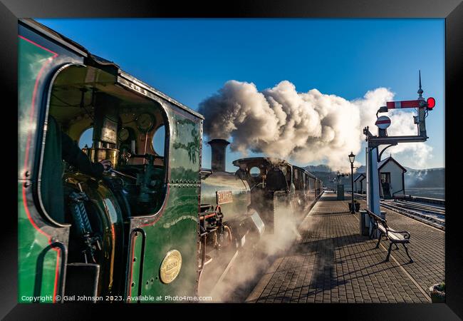 Steam Trains around Porthmadog North wales in winter  Framed Print by Gail Johnson