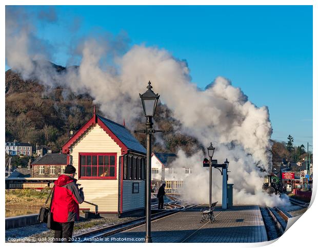 Steam Trains around Porthmadog North wales in winter  Print by Gail Johnson