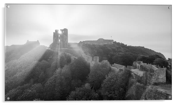 Scarborough Castle Black and White Acrylic by Tim Hill