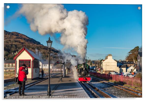 Steam Trains around Porthmadog North wales in winter  Acrylic by Gail Johnson