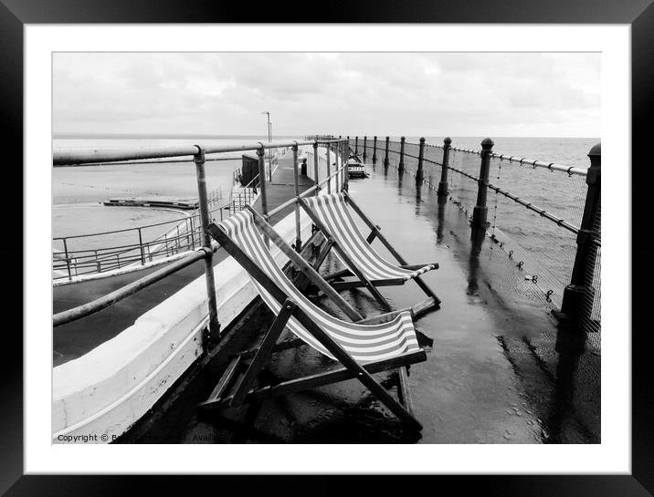 Two Deckchairs  Jubilee Pool Penzance Cornwall  Framed Mounted Print by Beryl Curran