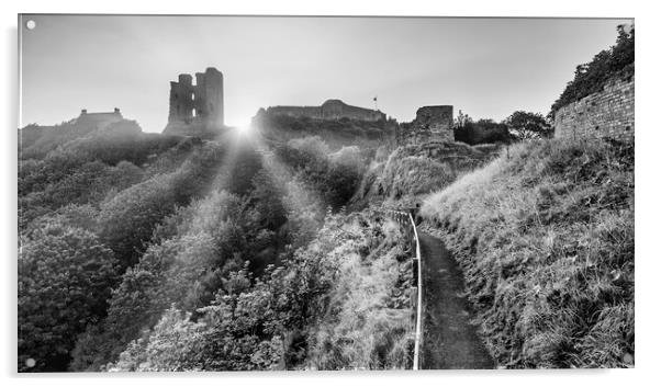 Scarborough Castle Black and White Acrylic by Tim Hill