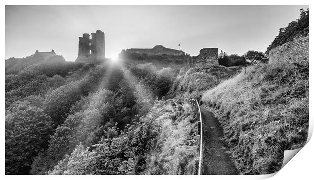 Scarborough Castle Black and White Print by Tim Hill