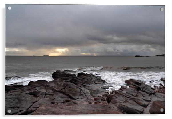 Bristol Channel Stormy Sky Acrylic by Kevin Round