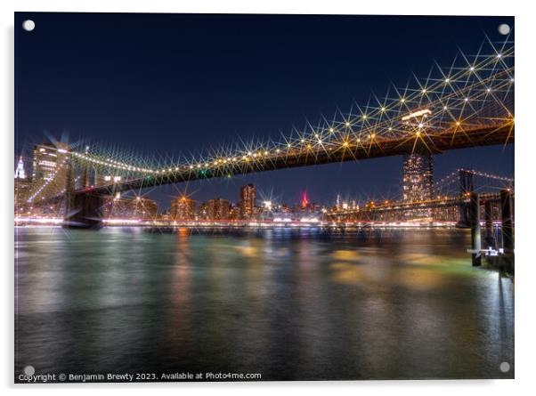 New York City Skyline Acrylic by Benjamin Brewty