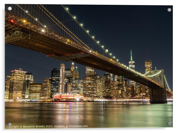 Long Exposure New York City Skyline Acrylic by Benjamin Brewty