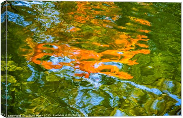 Orange Green Blue Water Reflection Abstract Habikino Osaka Japan Canvas Print by William Perry